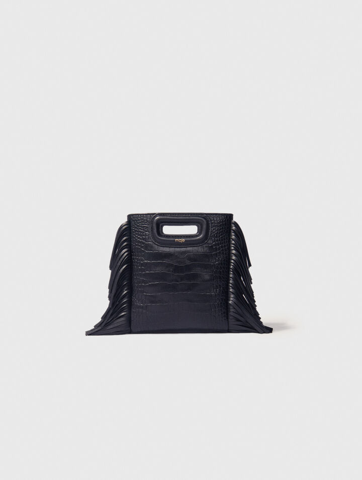 Mini embossed-leather M bag with chain
