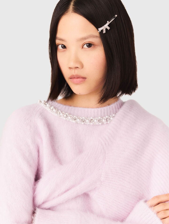 Rhinestone bow barrette