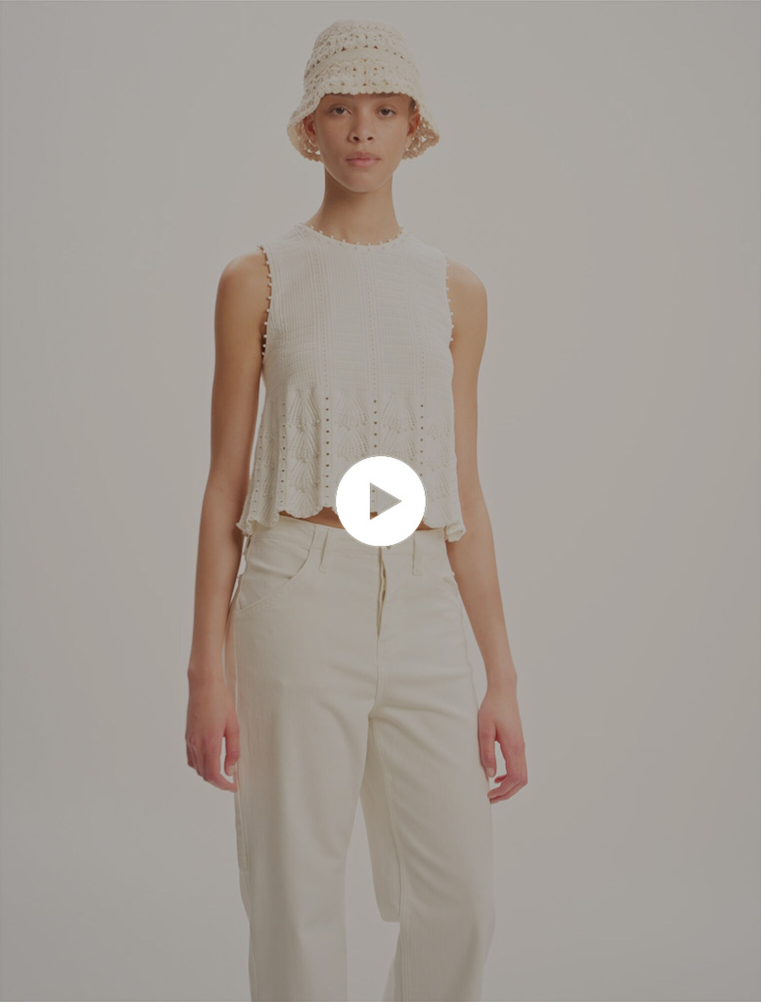 Beaded pointelle knit top