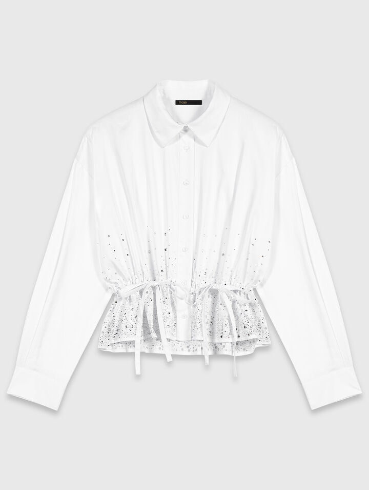 Cotton shirt with rhinestones