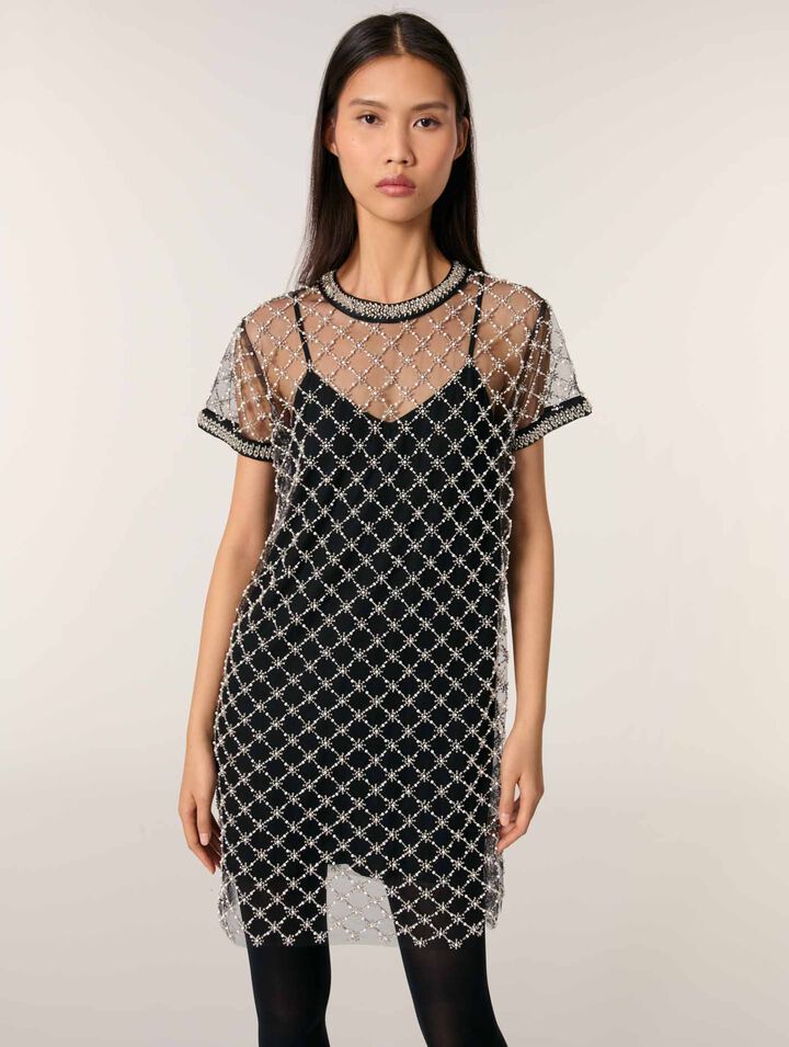 Short embroidered tulle dress