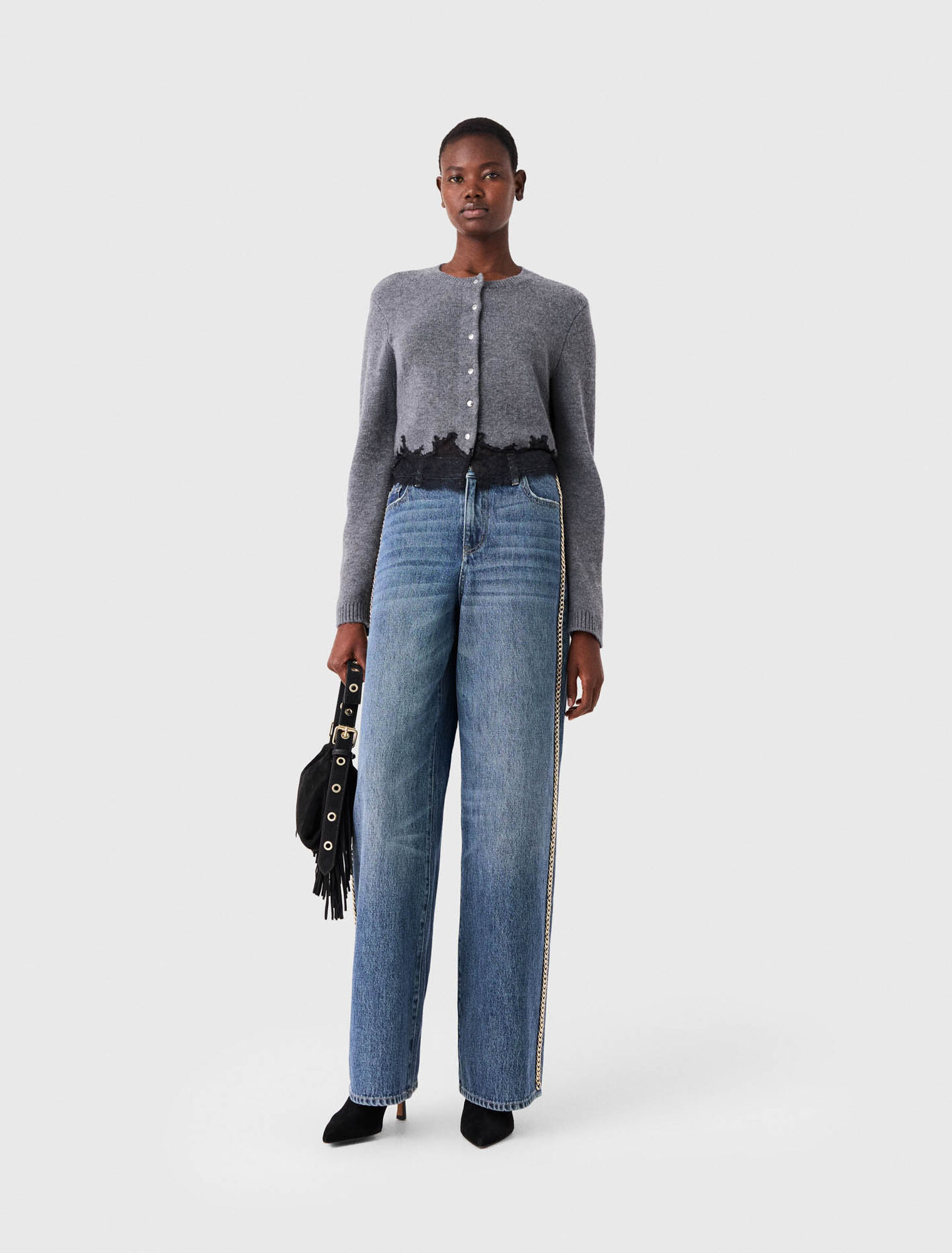 Wide-leg jeans with chains