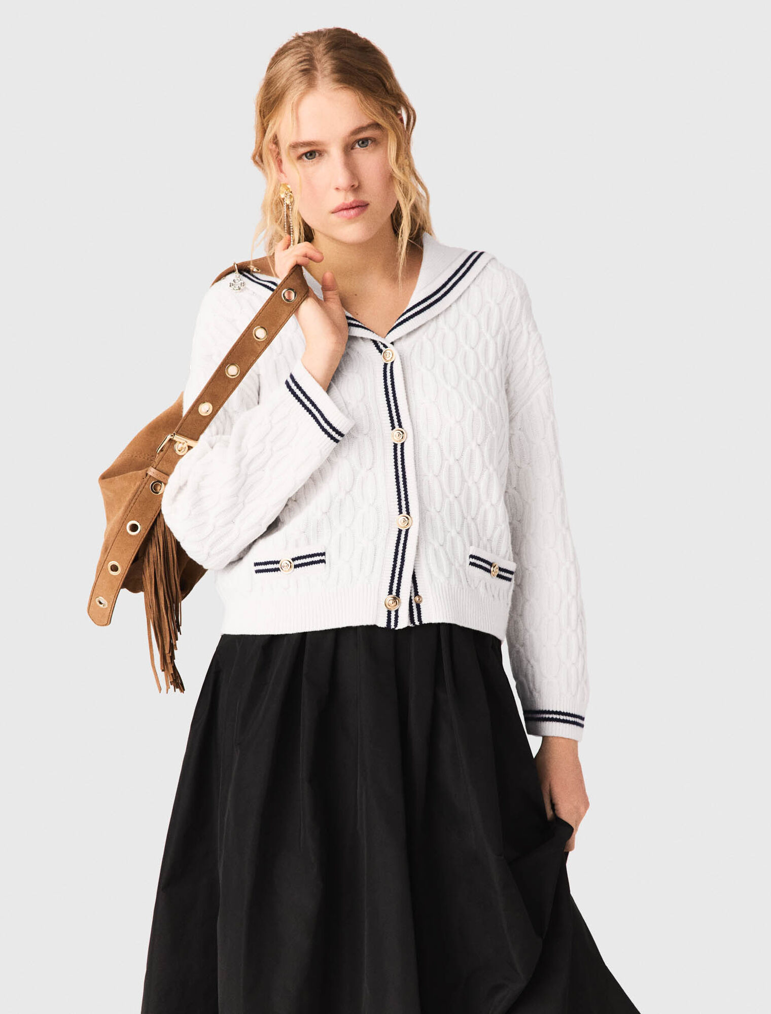 Long skirt with contrast waistband