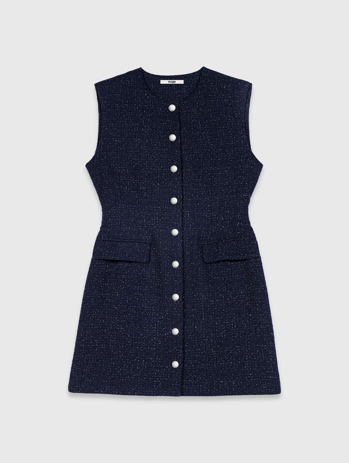 Short lurex tweed dress