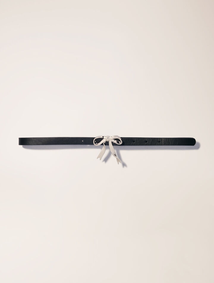 Slim leather bow belt