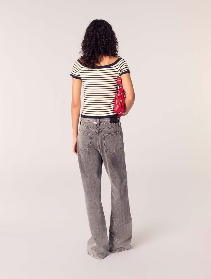 Wide-leg jeans with chain-link belt