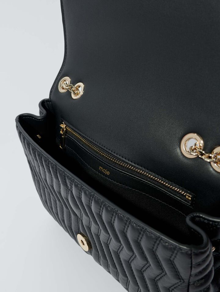 Leather bag with chain strap