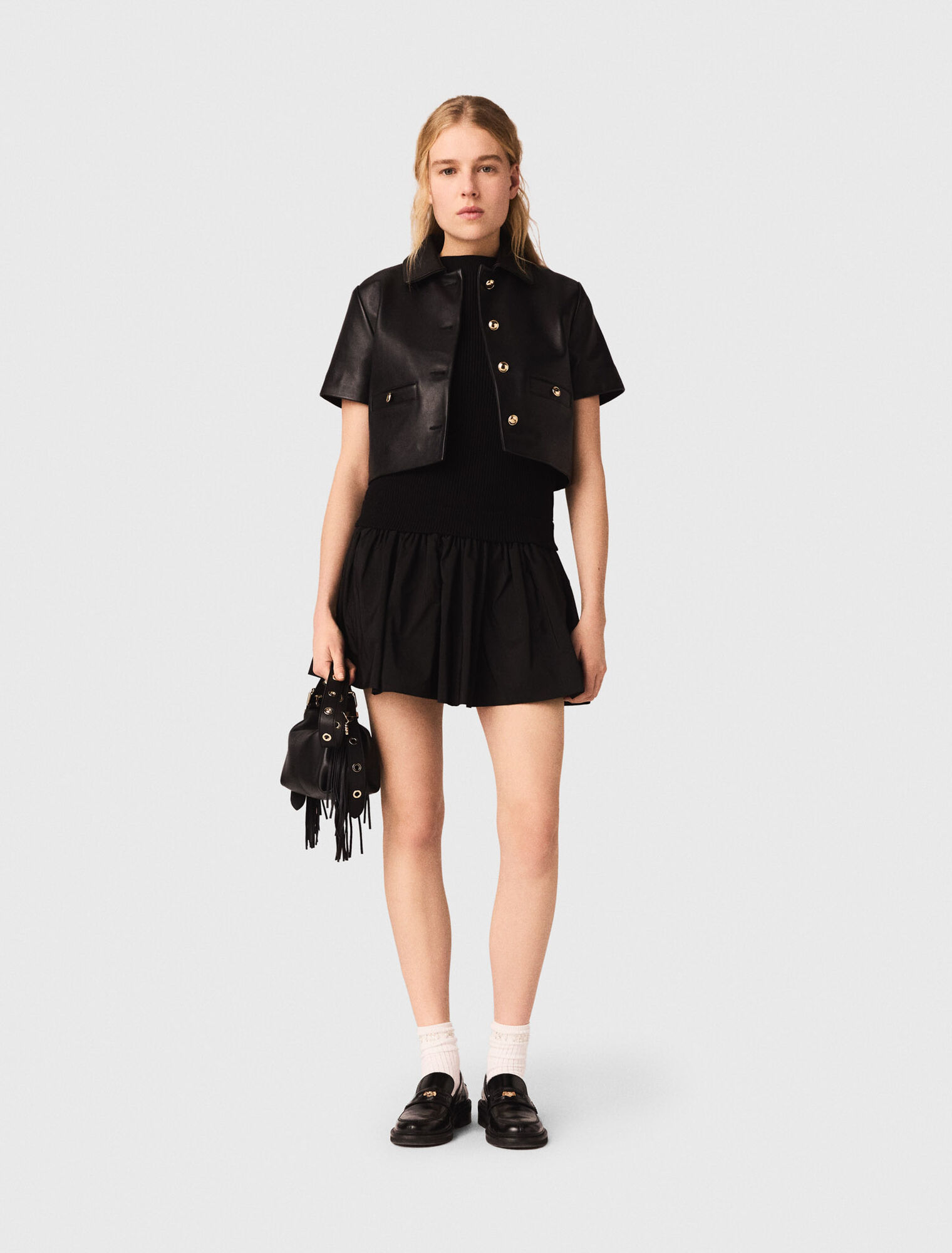 Cropped leather jacket