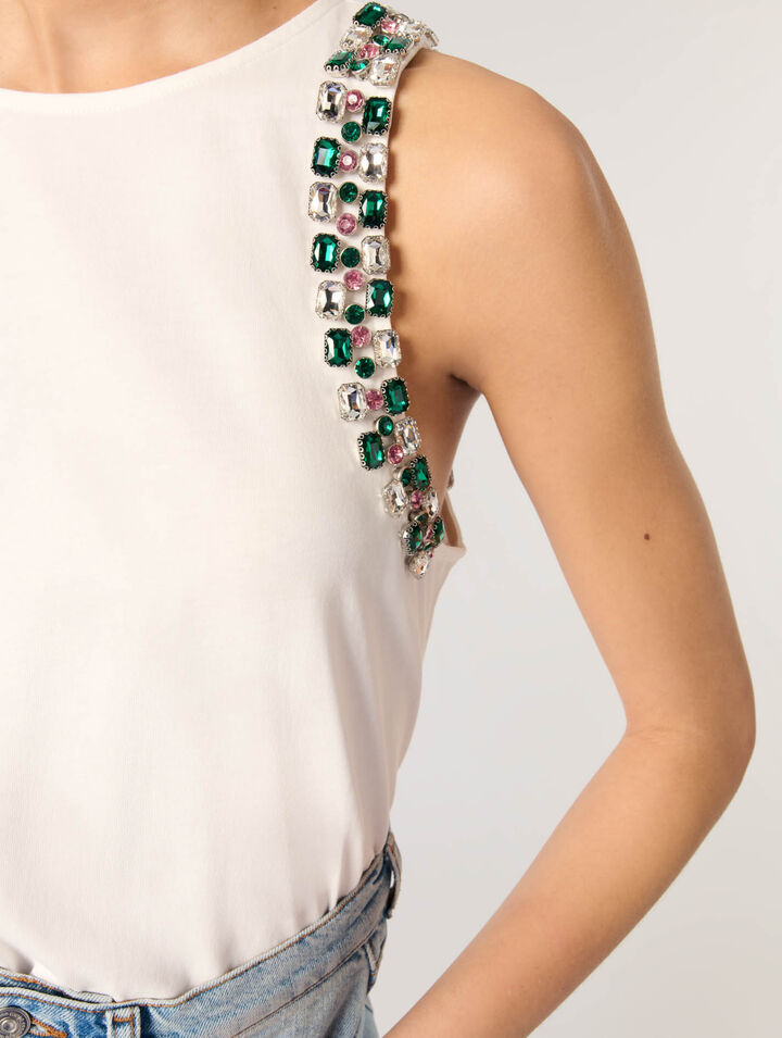 Rhinestone vest top
