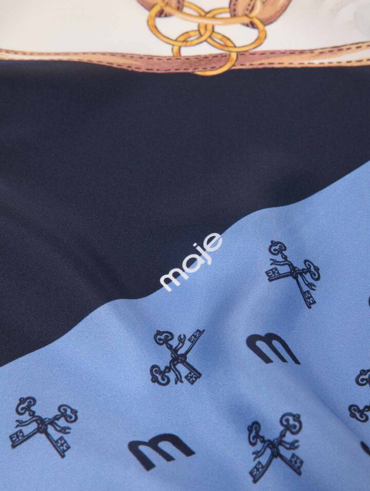 Equestrian motif silk scarf
