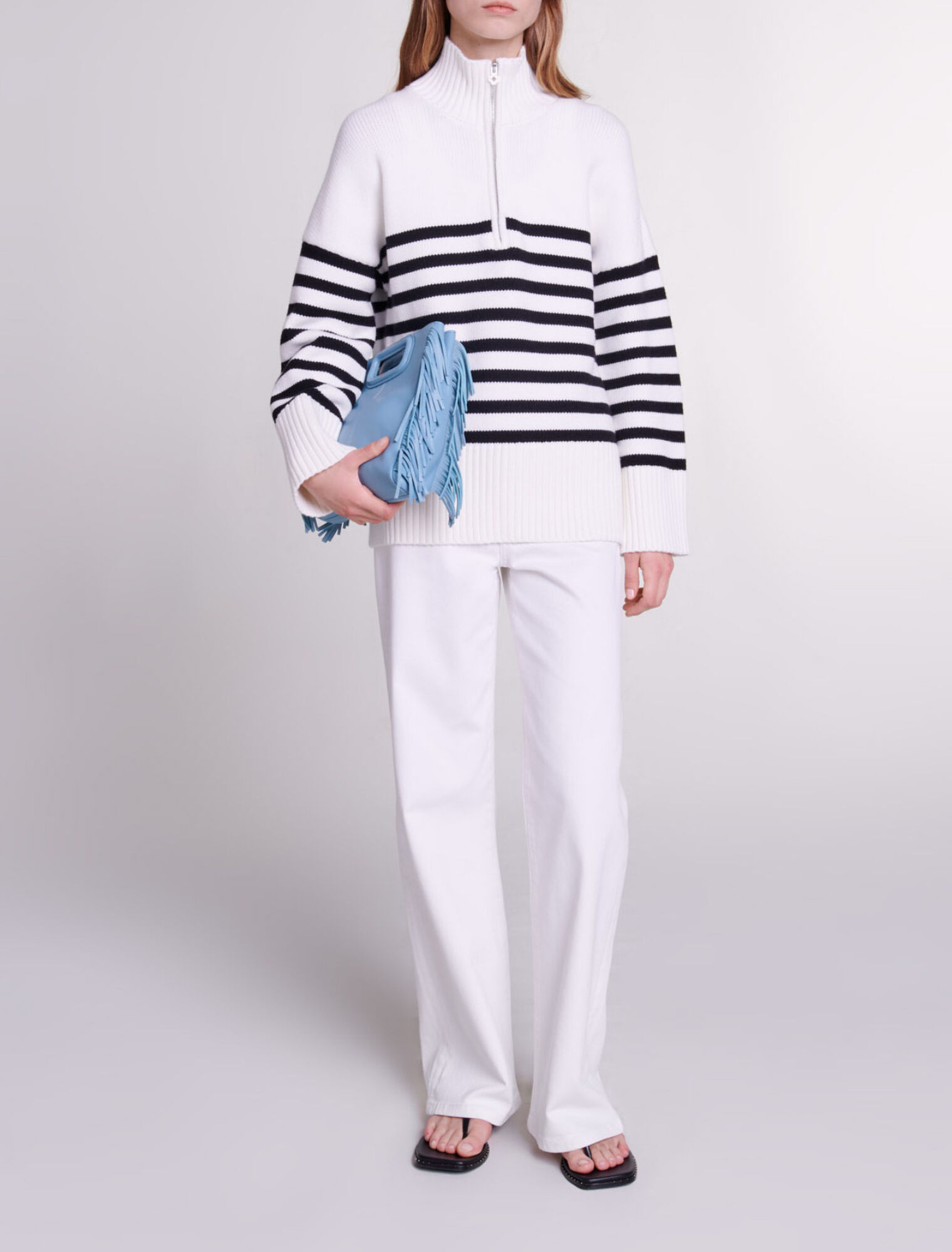 Breton jumper with zip collar