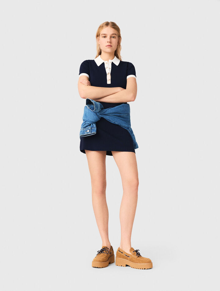 Contrast-trim polo dress