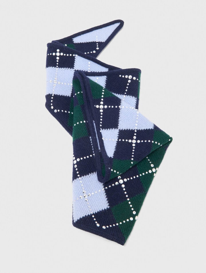 Wool argyle triangle scarf