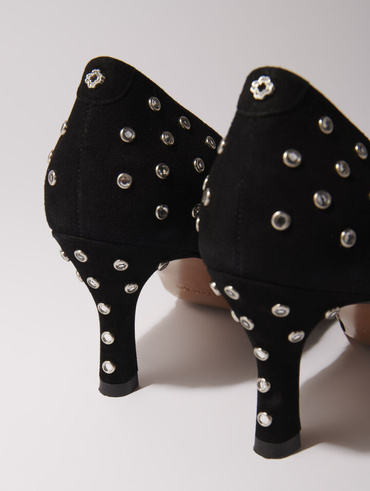 Rhinestone pumps with pointed toes