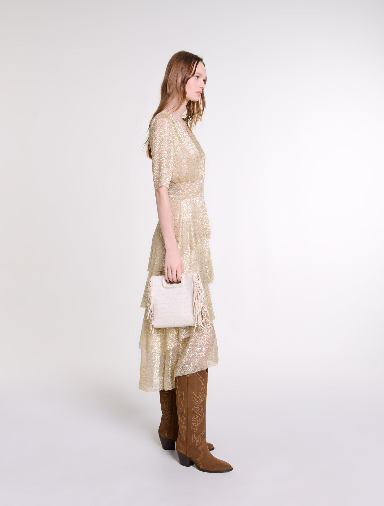 Shimmer dress with ruffles