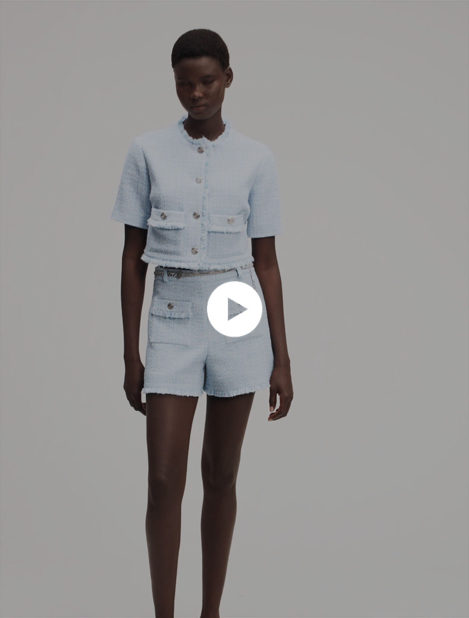 Tweed shorts with belt
