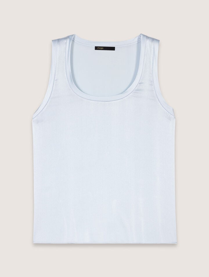 Maje Silk Vest Top In Blue Sky