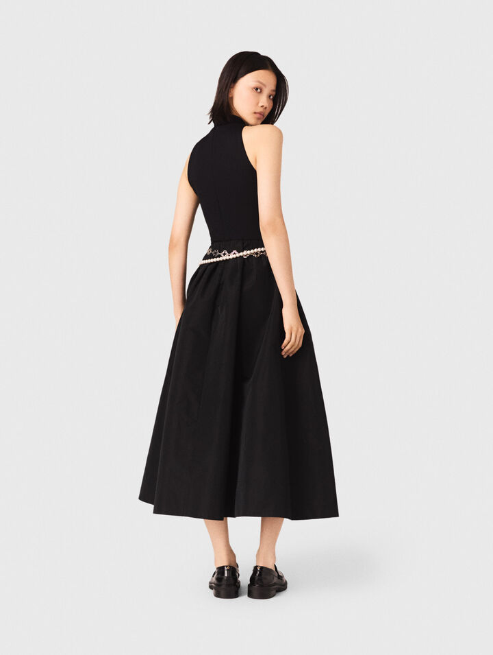 Mixed-material taffeta dress