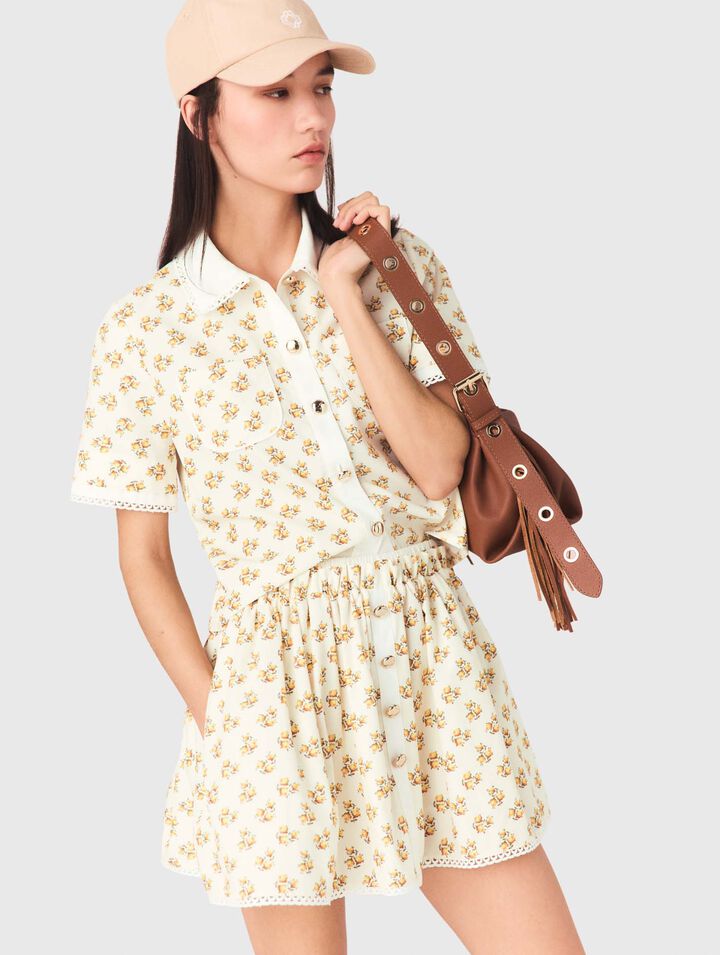 Patterned shirt with croquet trim
