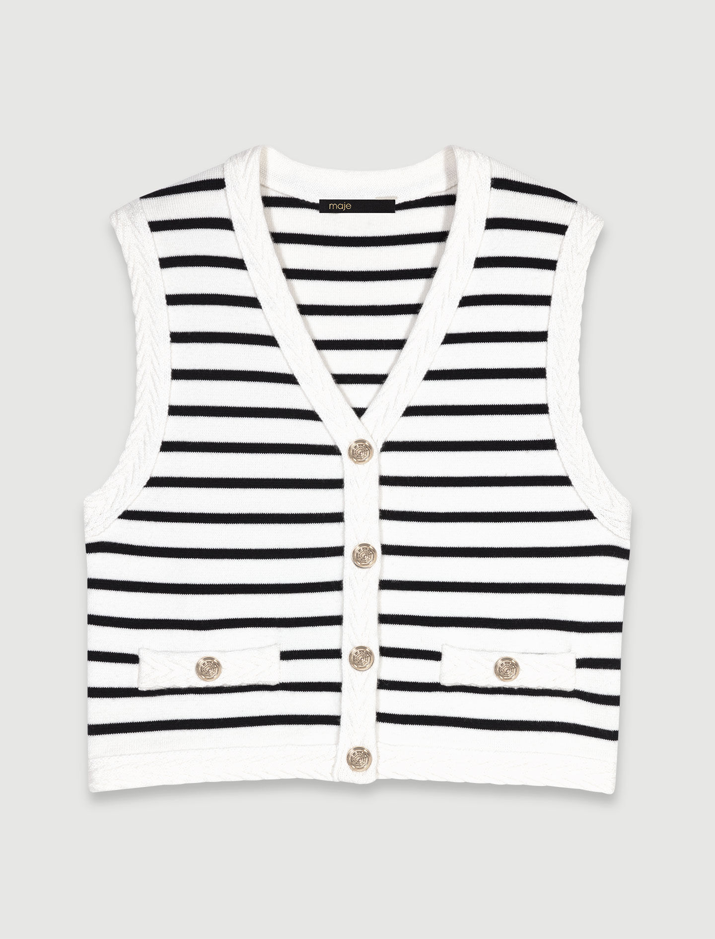 Sleeveless striped cardigan Blue for Women | Maje
