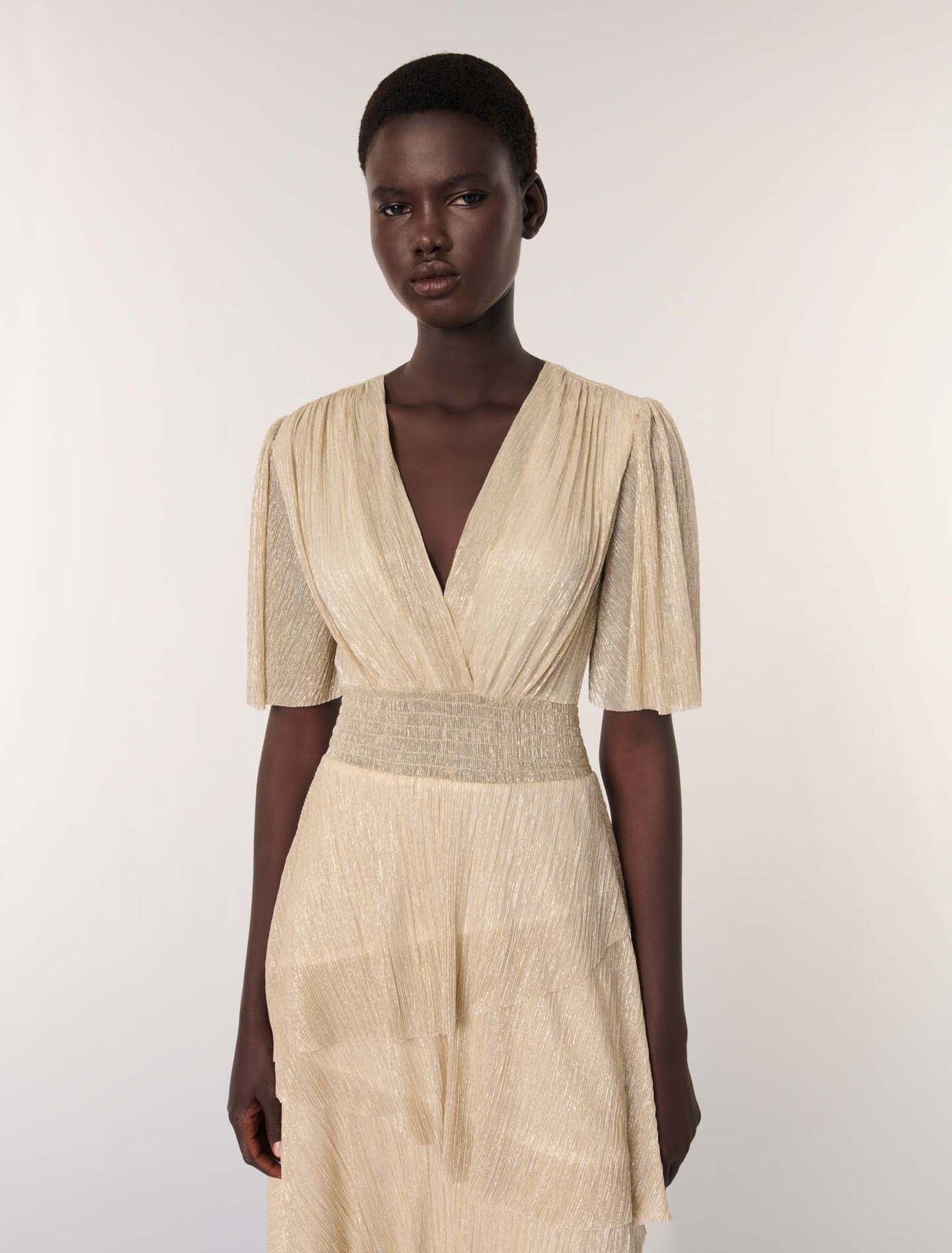 Metallic ruffled dress