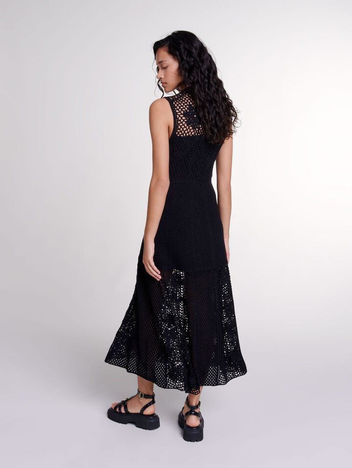 Crochet-knit maxi dress