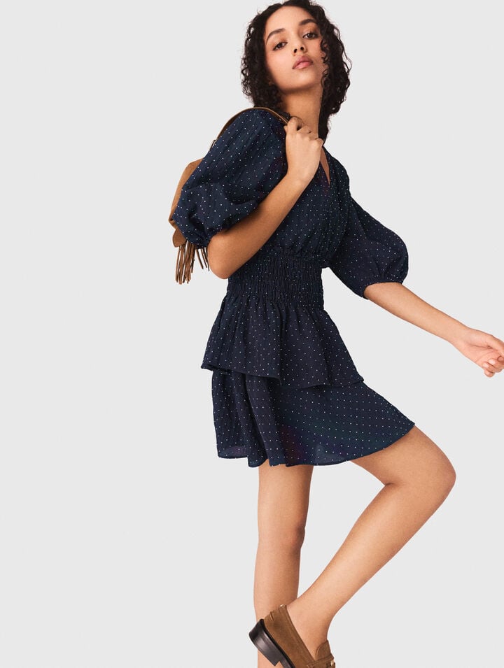 Ruffle and rhinestone dress