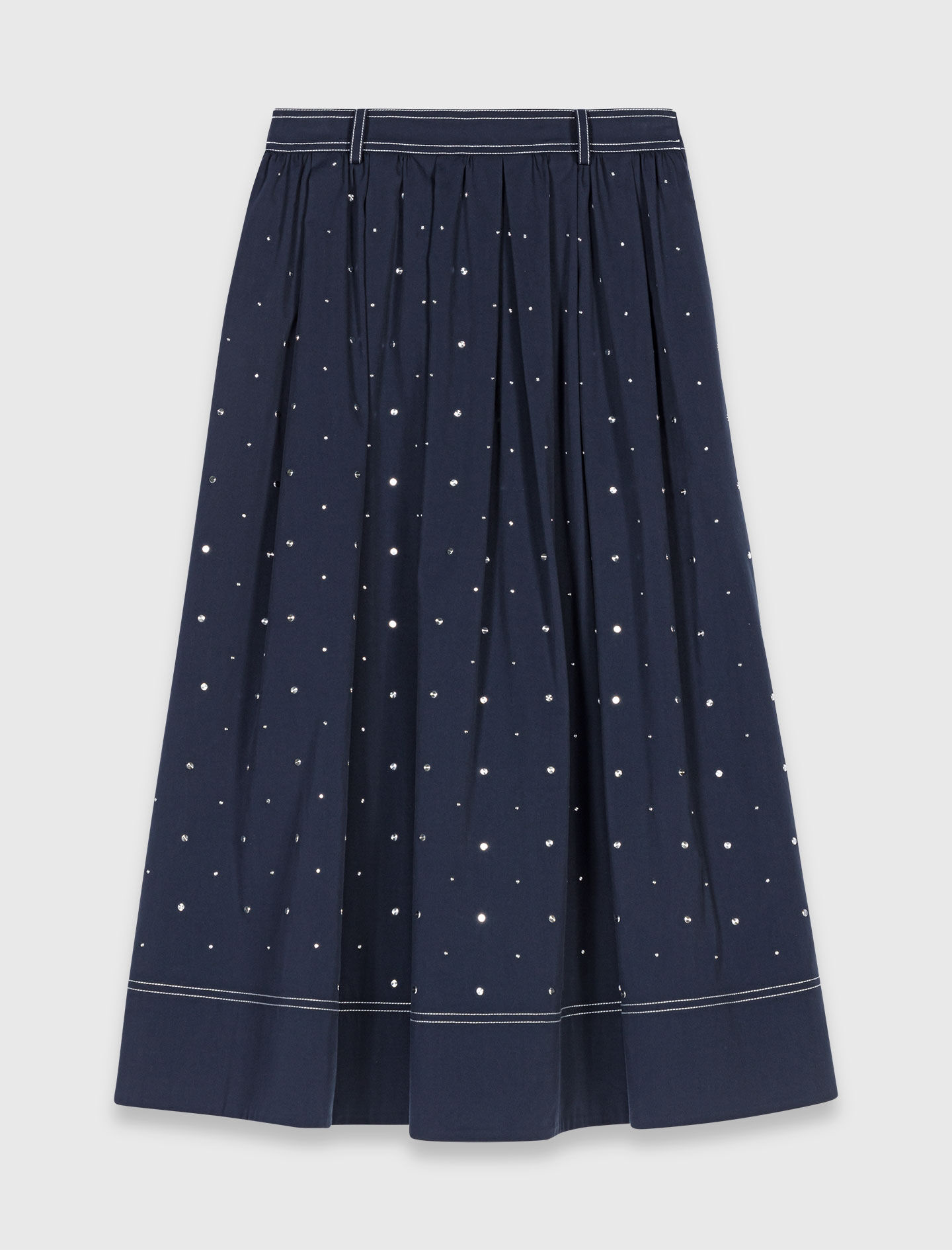 【mnem】Studded Cotton Skirt Long studded cotton skirt Natural For Women | Maje
