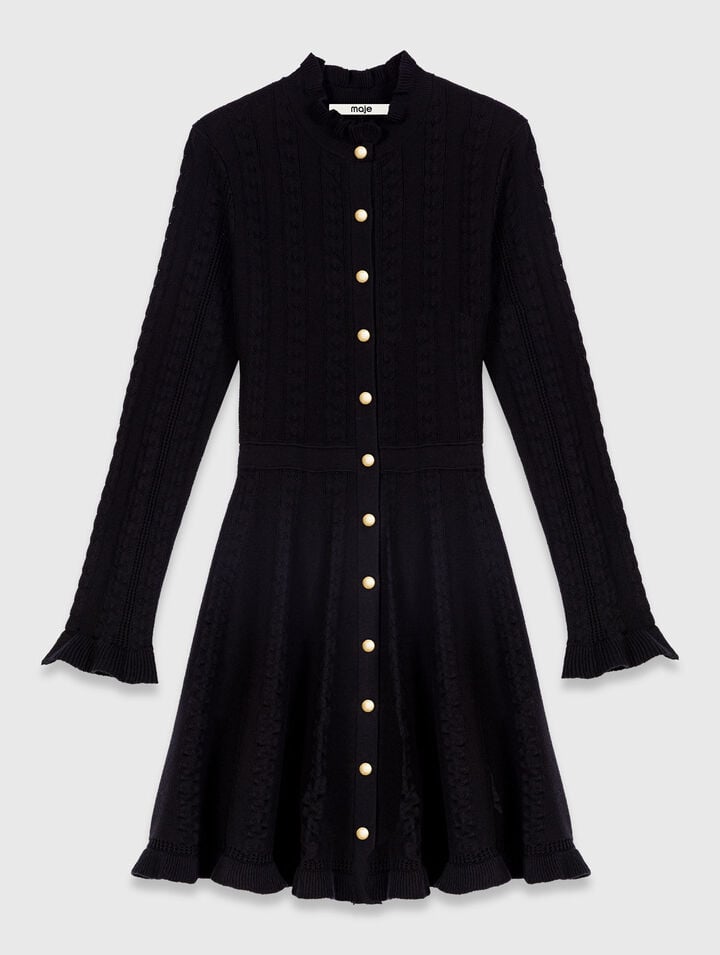 Short knit dress with buttons