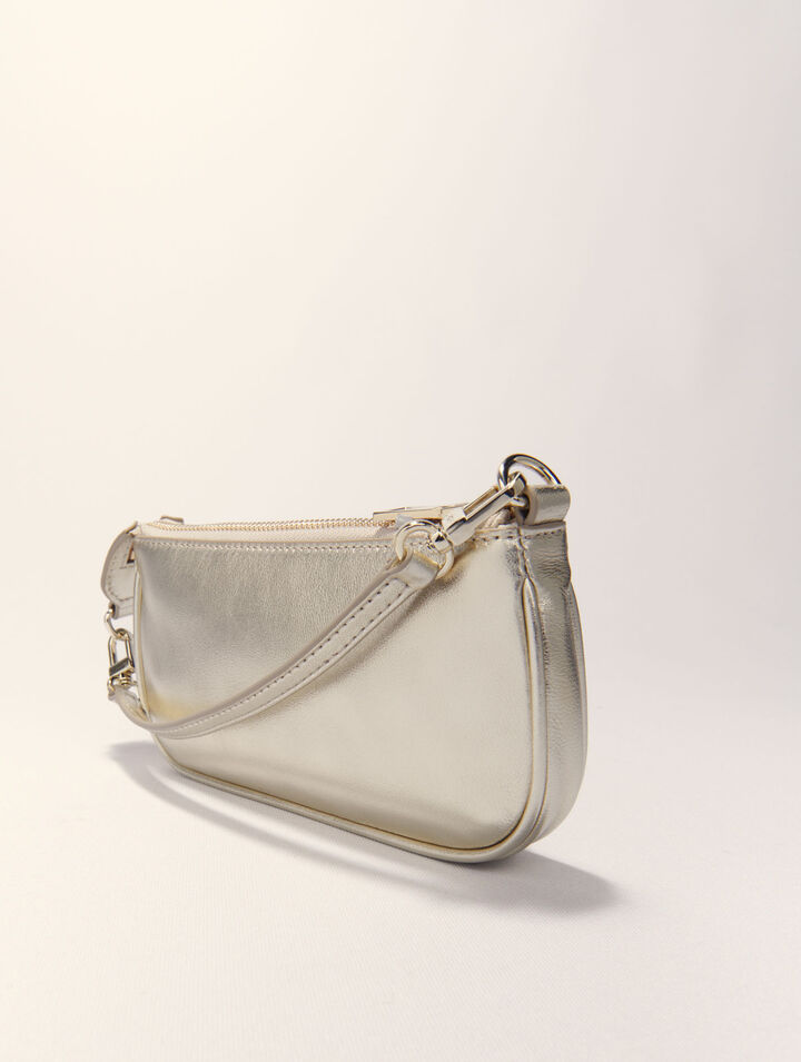 Metallic leather Sarah clutch bag
