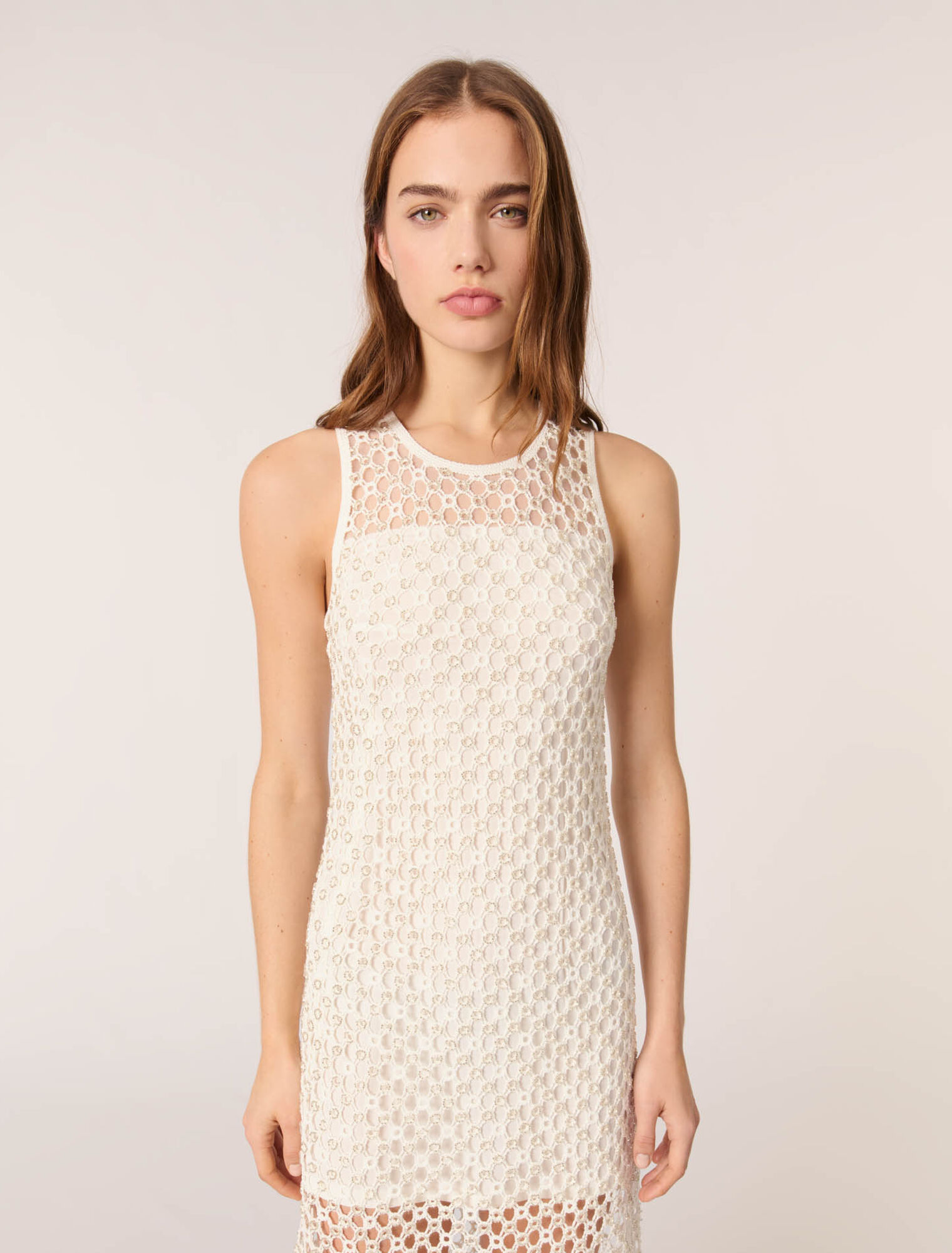 Beaded crochet maxi dress