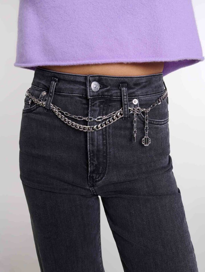 Black belted baggy jeans