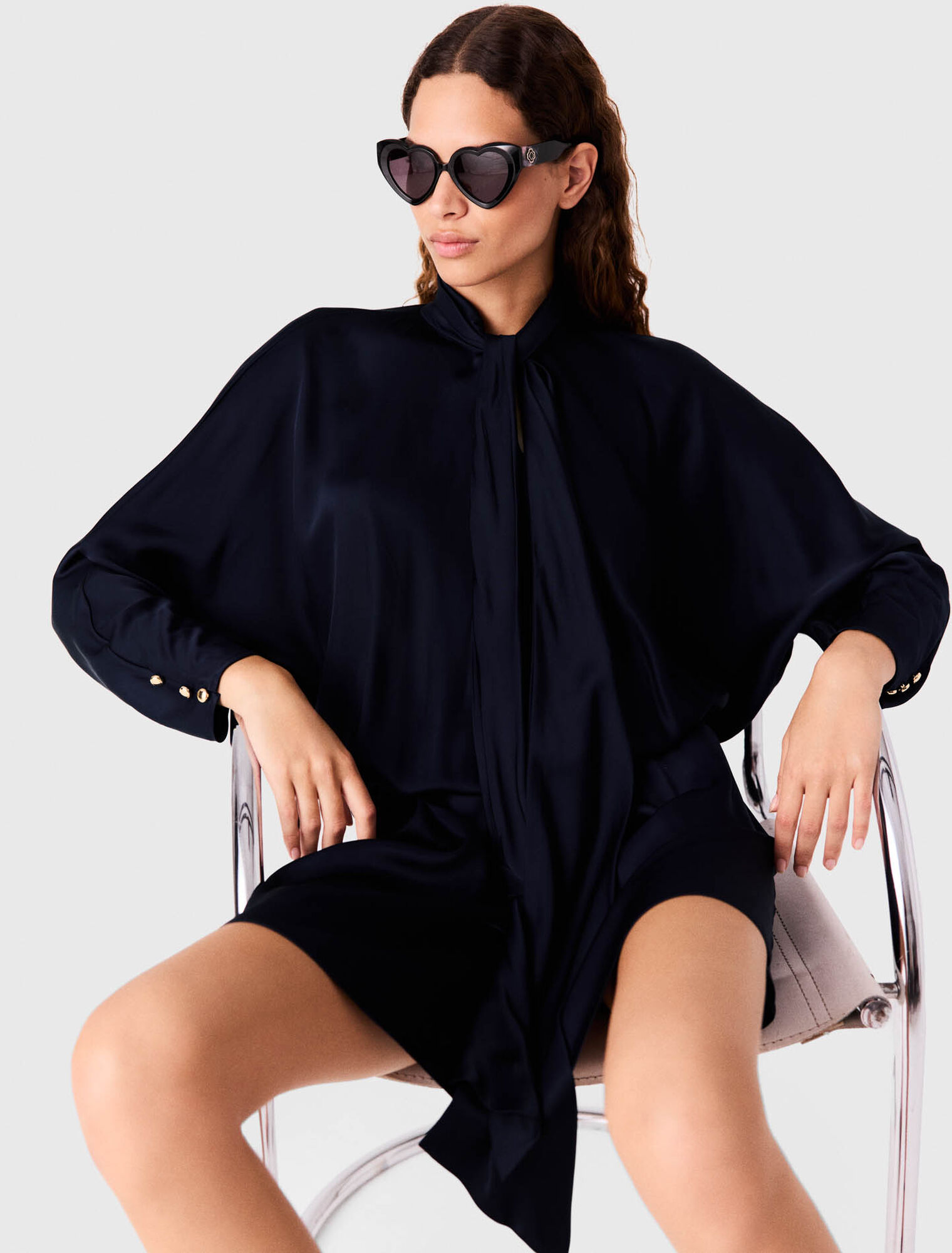 Short draped satin dress