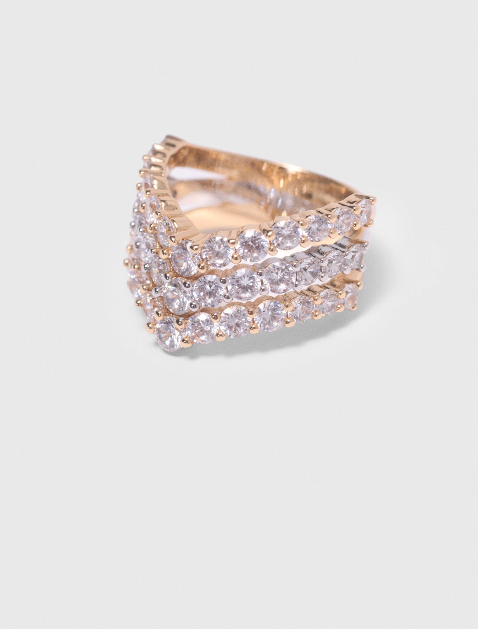 Two-tone rhinestone ring