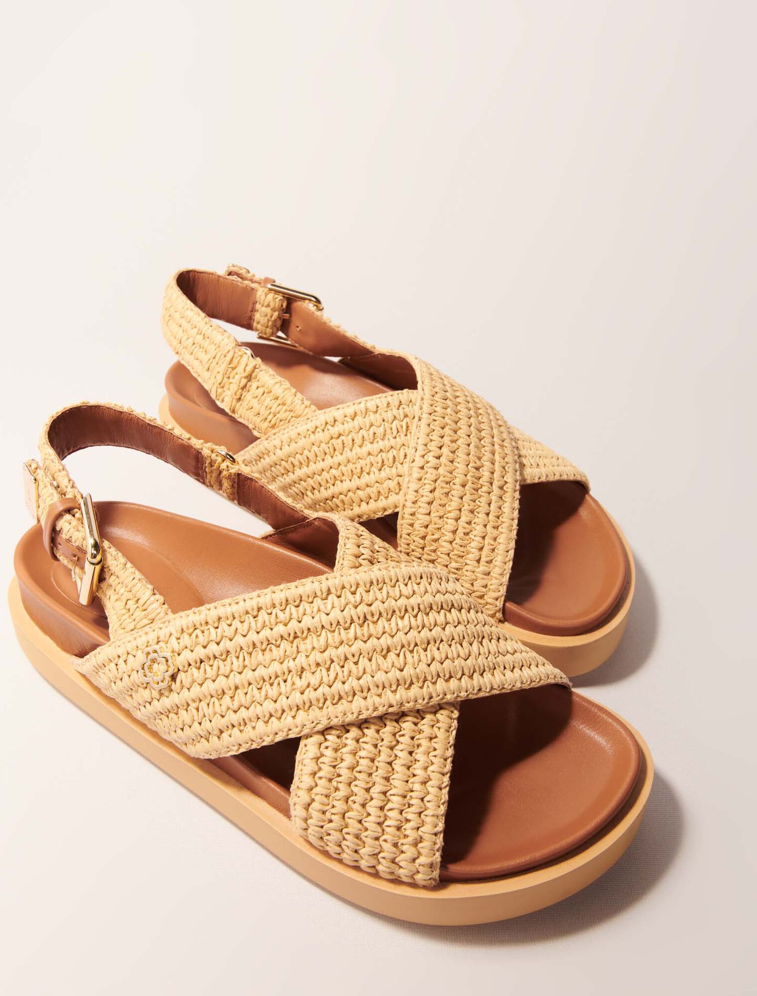 Raffia-effect flat sandals