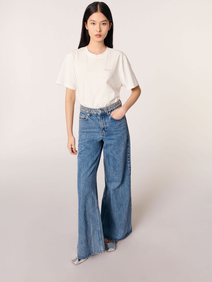 Flares jeans with studded waistband