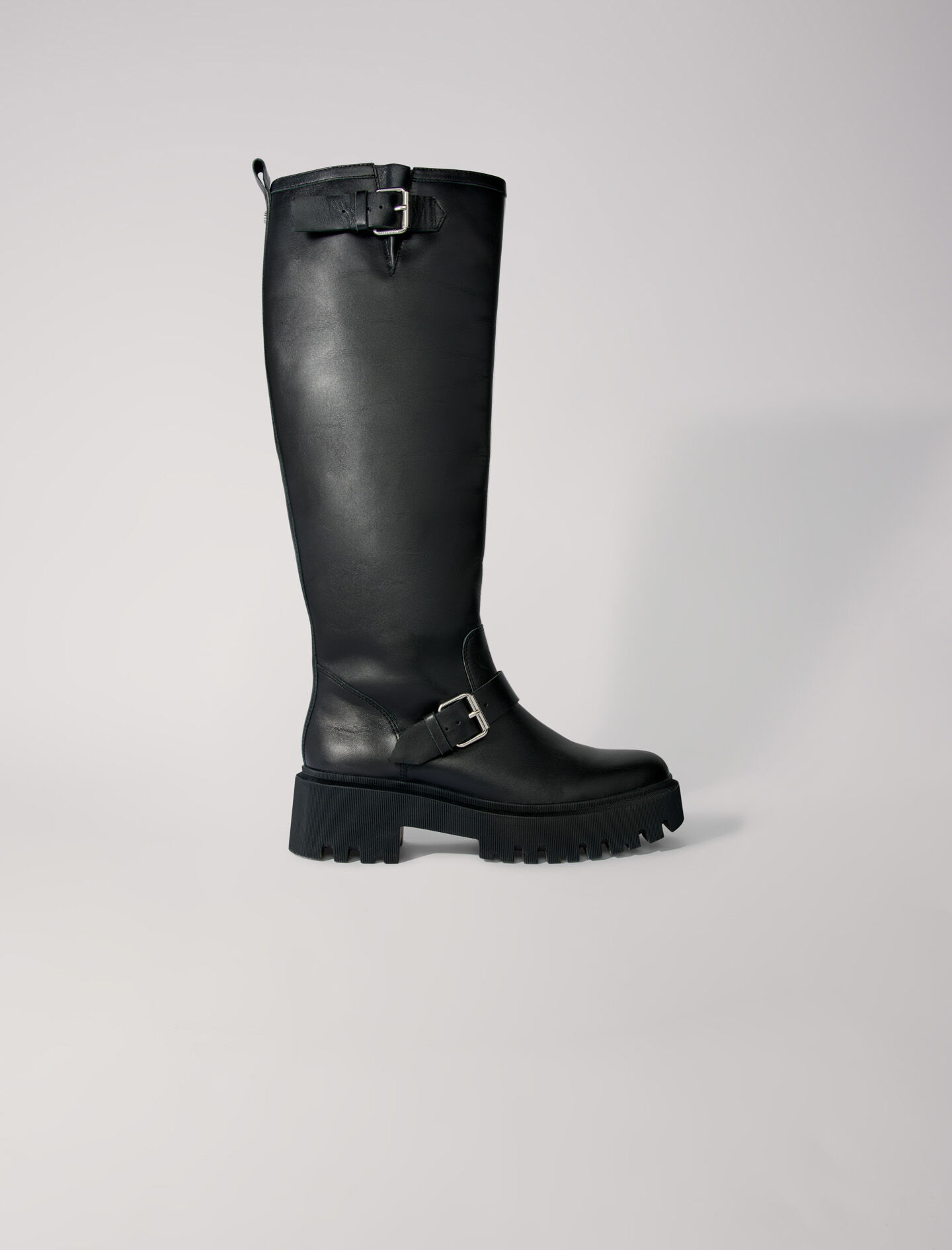 Biker boots in smooth leather Booties Boots Maje