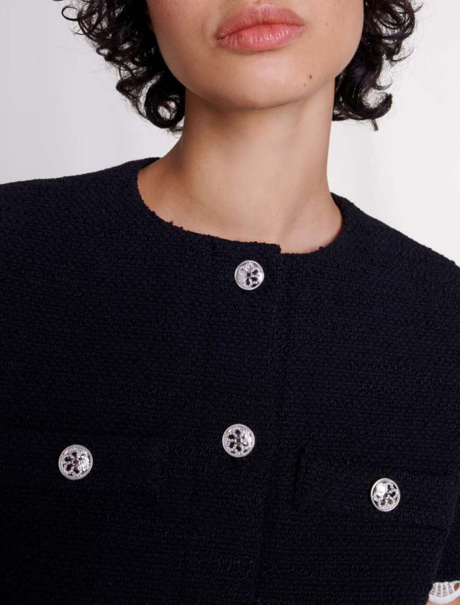 Short tweed dress with trim