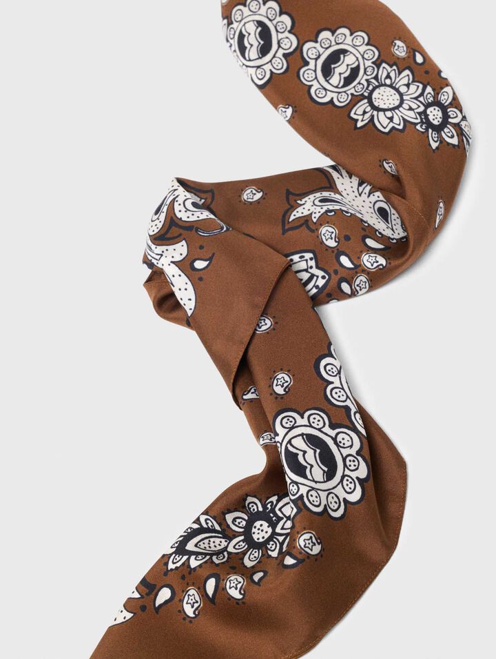 Bandana print silk scarf