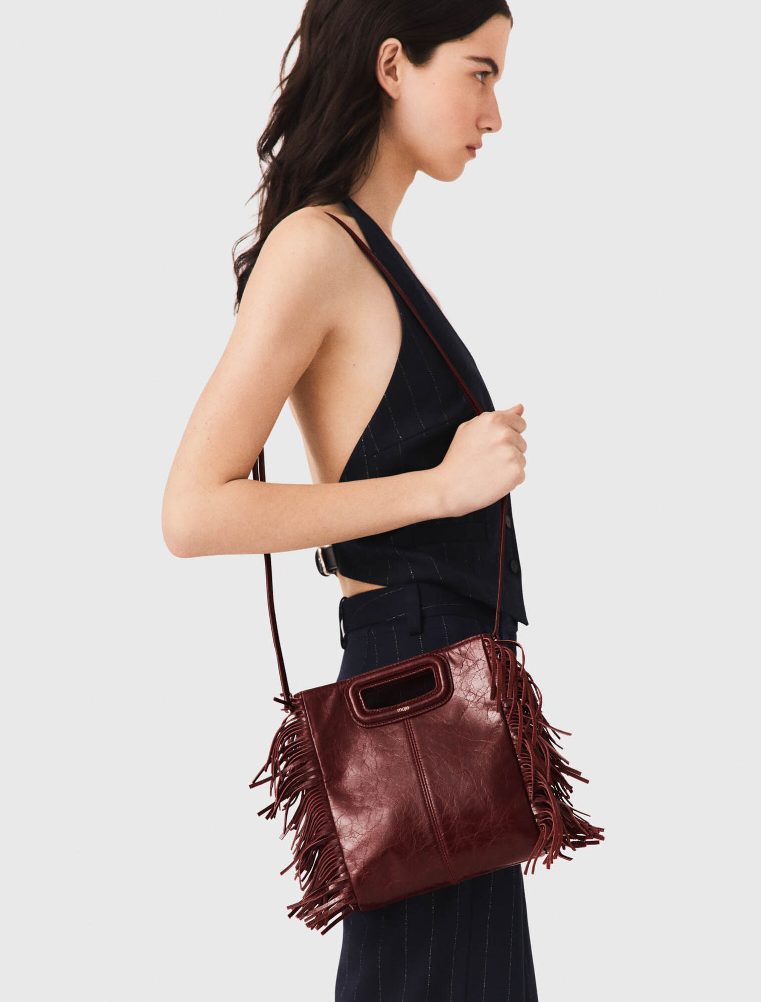 Crackled leather M bag