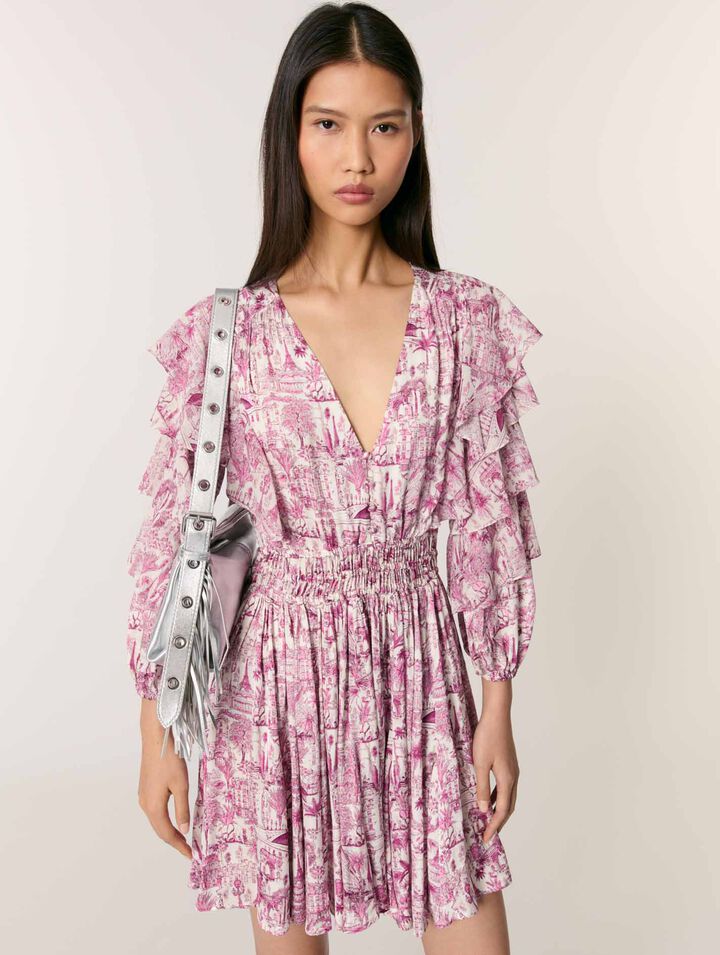 Patterned ruffled dress