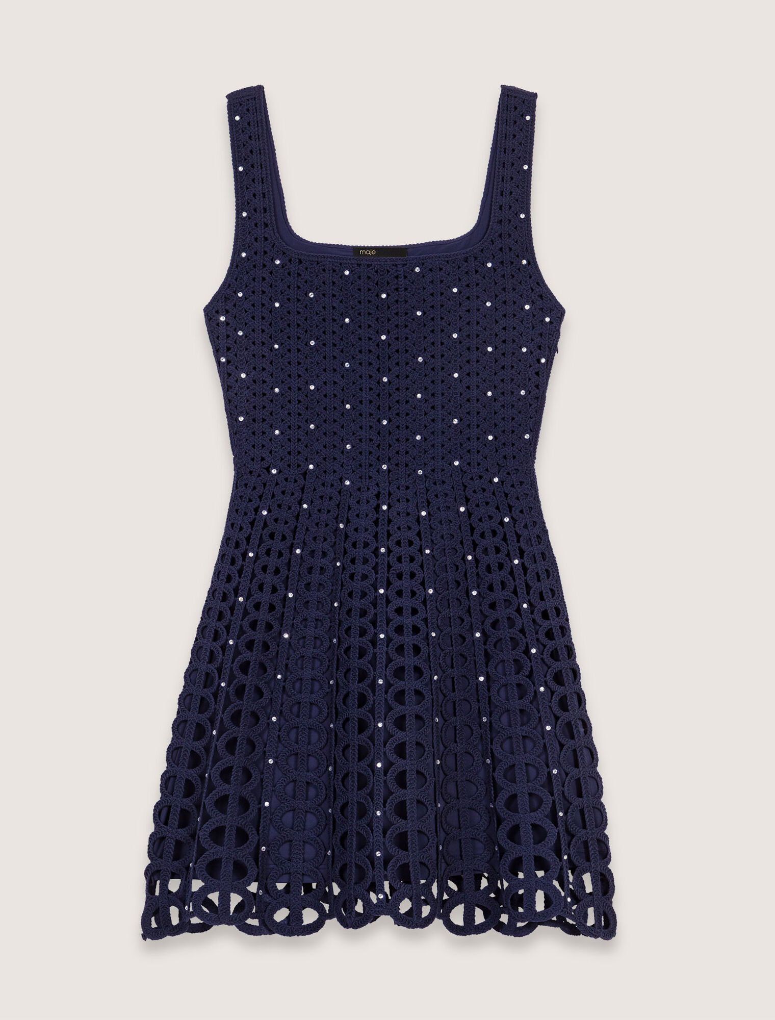 Rhinestone crochet short dress