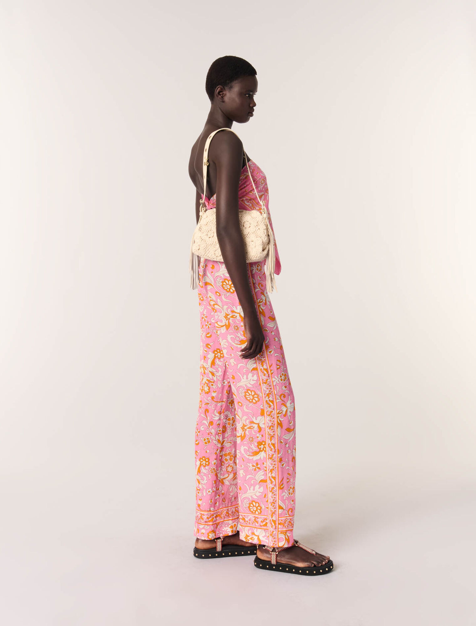 Patterned linen trousers