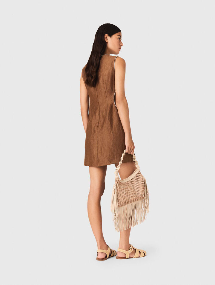 Short linen-blend dress