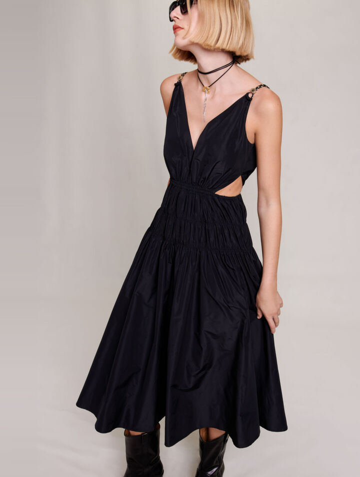 Taffeta dress with cut-out at the waist