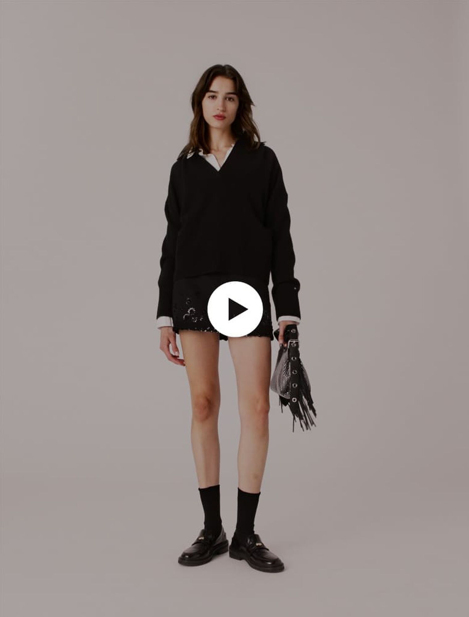 Open polo collar jumper