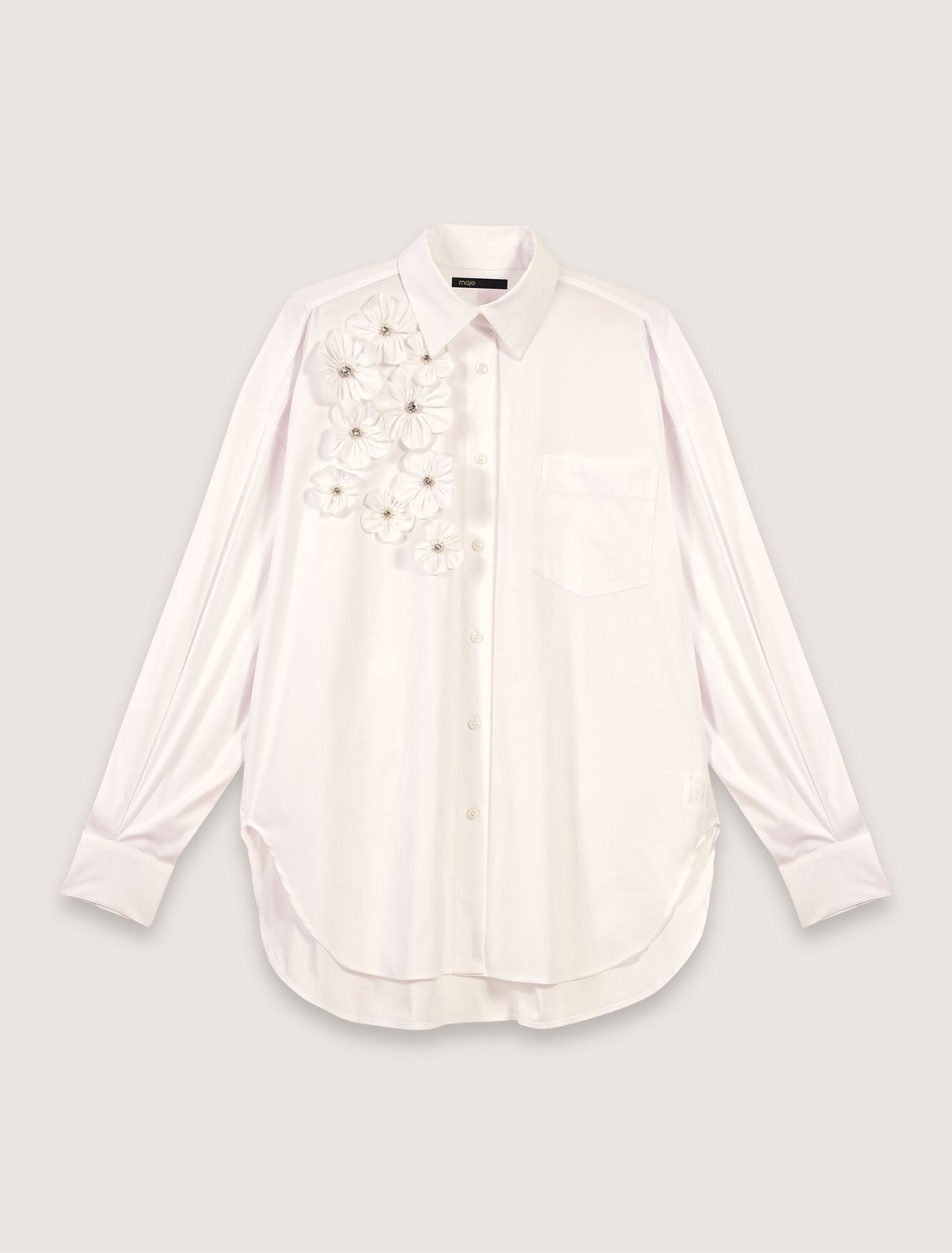 Long shirt with embroidered flowers