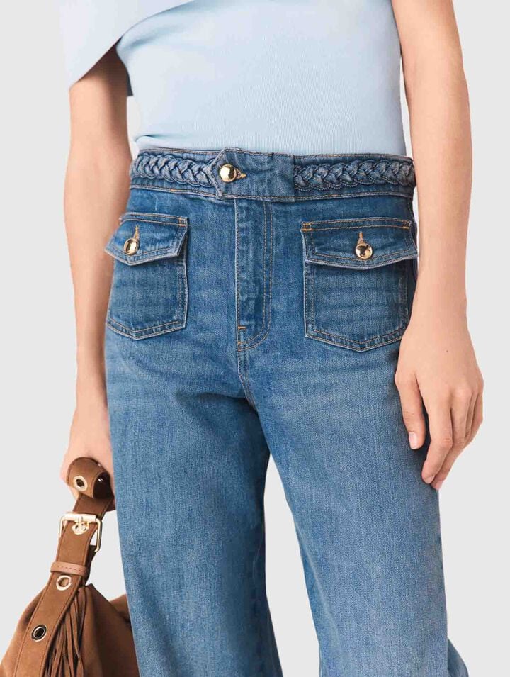 Braided flared jeans