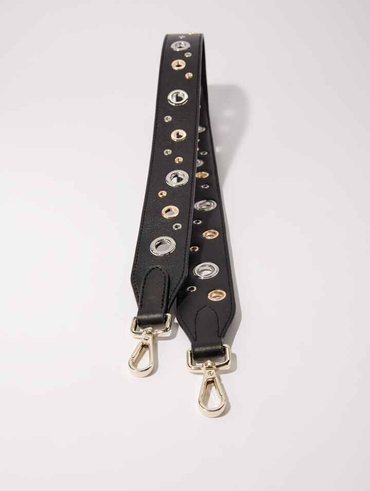 Leather shoulder strap with eyelets