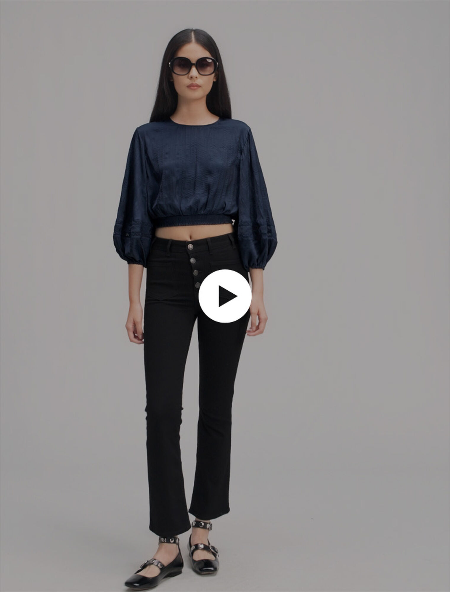 Satin-look short top